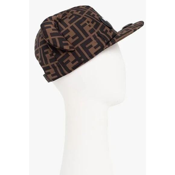 $850! Fendi Kids - Unisex FF Print Bear Cap Brown - 11 / Brown - Picture 7 of 8